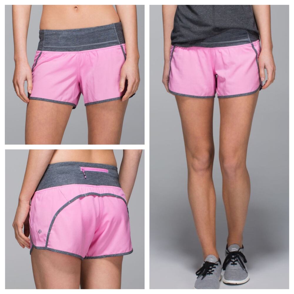 Lululemon Run Times Short *4-way Stretch 4" Pink Gray Women's Size 6